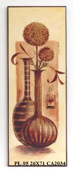 Obraz Kwiaty w etnicznych wazonach 26x71 cm