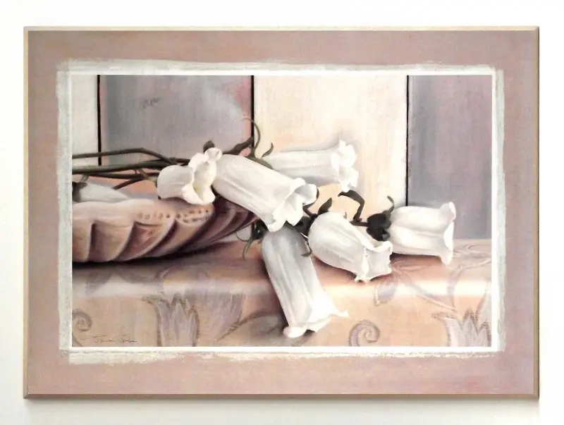 Obraz Kwiaty w pastelach, Lilie na płycie z pogrubieniem 71x52 cm