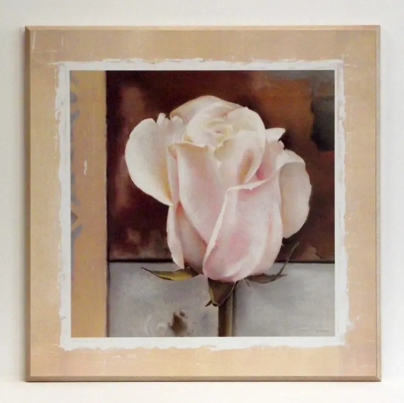 Obraz Kwiaty w pastelach, Róża na płycie z pogrubieniem 51x51 cm