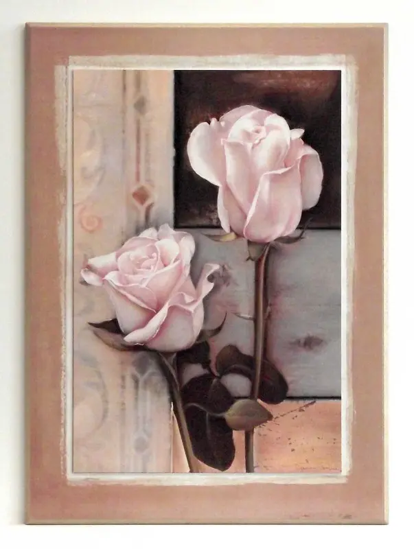Obraz Kwiaty w pastelach, Róże na płycie z pogrubieniem 52x71 cm