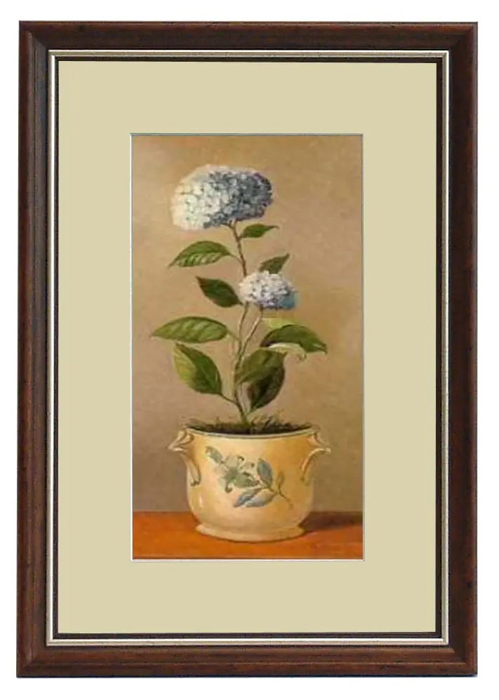 Obraz Kwiaty w porcelanowych doniczkach, Hortensja 2 w ramie 20x32 cm
