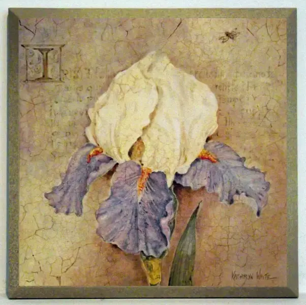 Obraz Kwiaty w stylu decoupage, Irys 19x19 cm