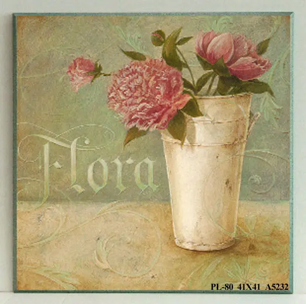 Obraz Kwiaty w wydaniu vintage w wazonie, peonie 41x41 cm