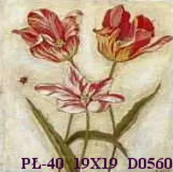 Obraz Kwiaty z owadami, tulipany 19x19 cm