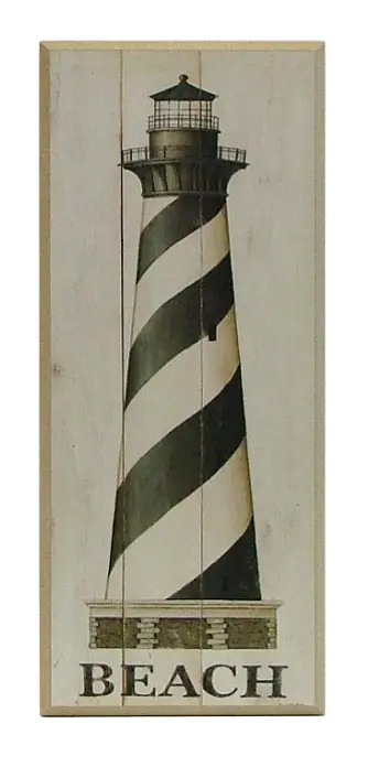 Obraz Latarnia morska na deskach 22x52 cm