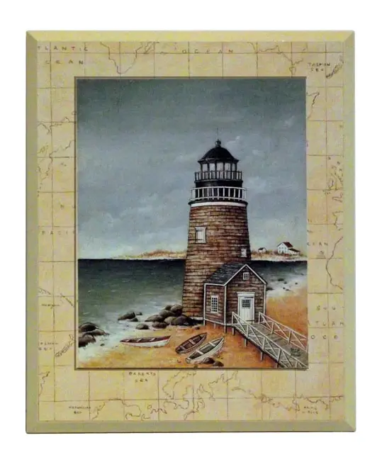 Obraz Latarnia morska na szkicu mapy na płycie z pogrubieniem 22x27 cm