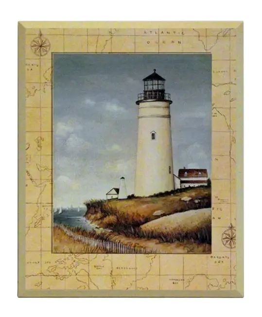 Obraz Latarnia morska na szkicu mapy na płycie z pogrubieniem 22x27 cm