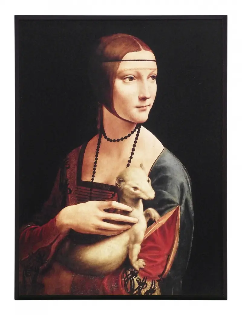 Obraz Leonardo Da Vinci, 'Dama z łasiczką' na płycie 31x41 cm