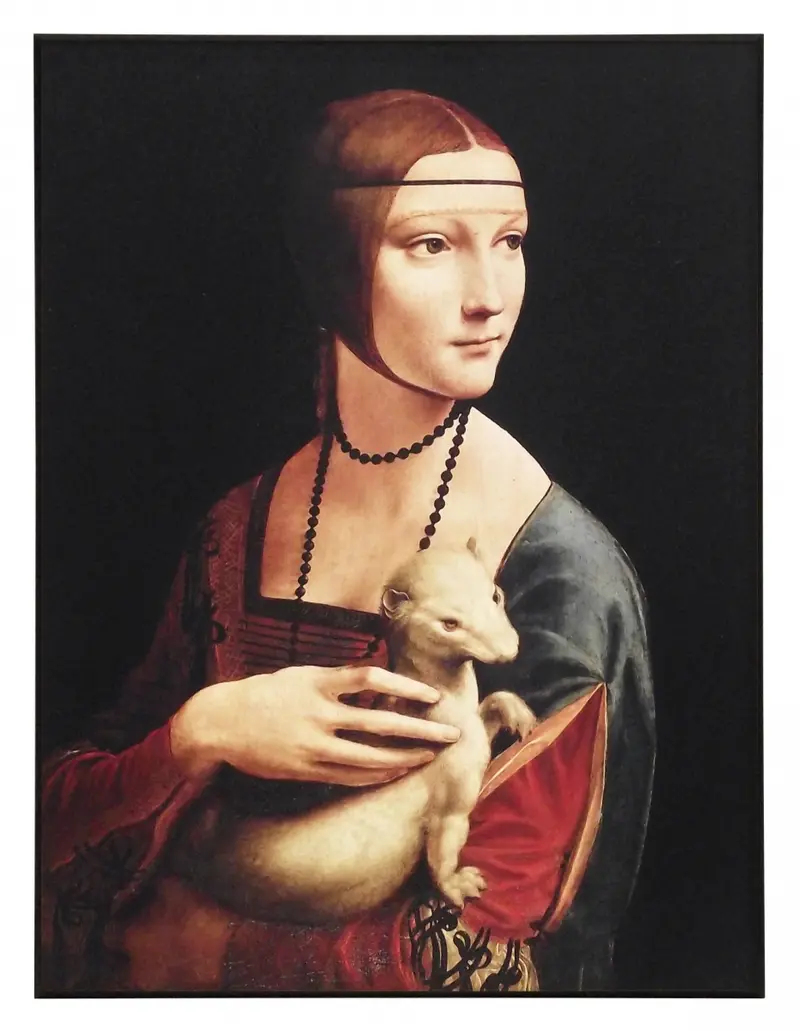 Obraz Leonardo Da Vinci, 'Dama z łasiczką' na płycie 61x81 cm