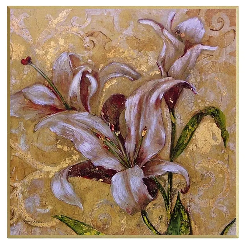 Obraz Lilie w złocie na płycie 41x41 cm
