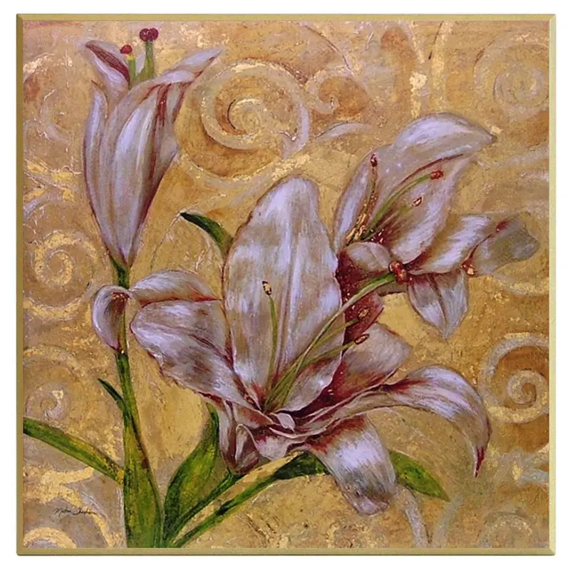 Obraz Lilie w złocie na płycie 41x41 cm
