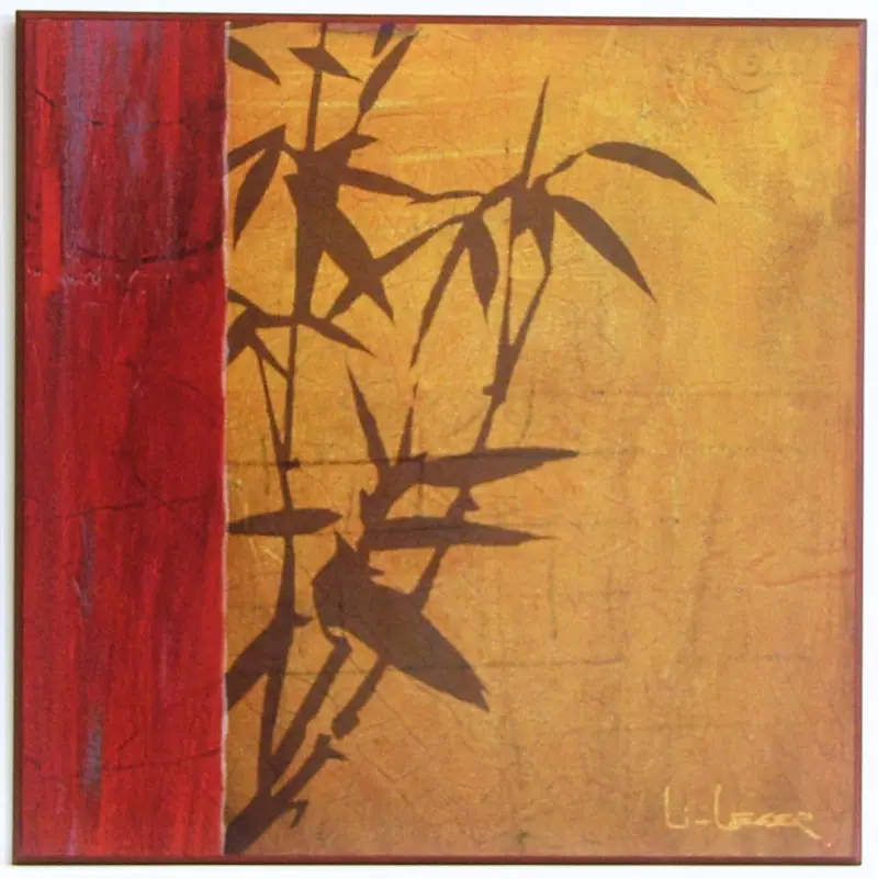 Obraz Łodygi bambusa, kompozycja w czerwieni 12653 62x62 cm