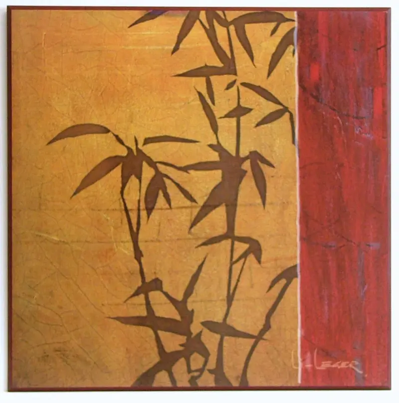 Obraz Łodygi bambusa, kompozycja w czerwieni 12654 62x62 cm