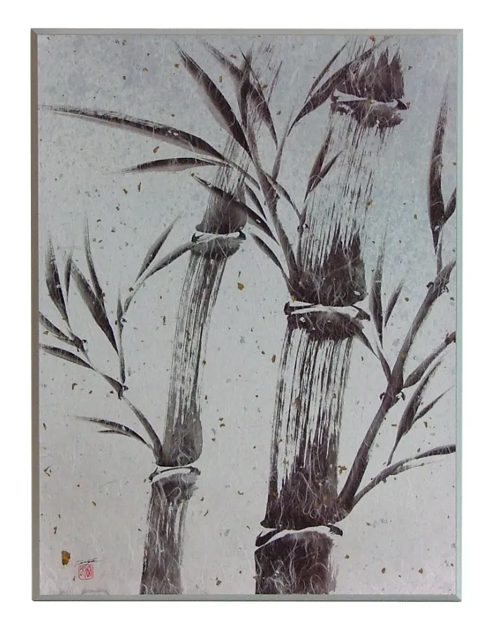 Obraz Łodygi bambusów z płatkami złota 47x62 cm