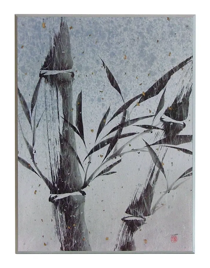 Obraz Łodygi bambusów z płatkami złota 47x62 cm