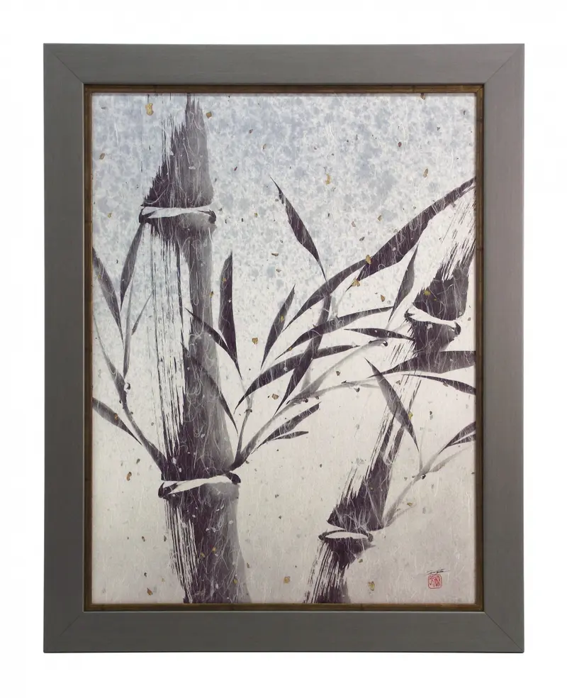 Obraz Łodygi bambusów z płatkami złota w ramie 46x61 cm