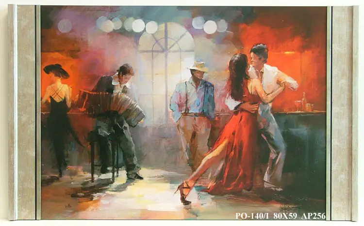 Obraz Lokal z muzyką na żywo, akordeon i tańcząca para 80x59 cm