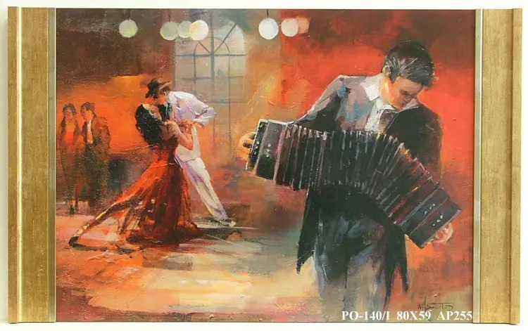 Obraz Lokal z muzyką na żywo, akordeon i tańcząca para 80x59 cm