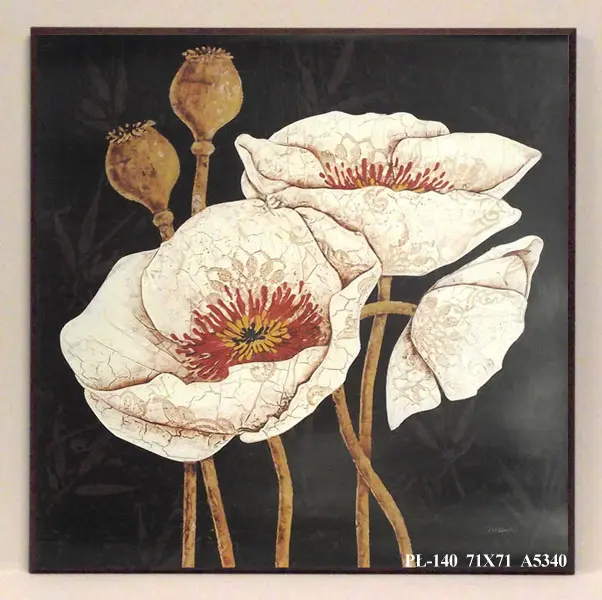 Obraz Maki w bieli z ornamentami 71x71 cm