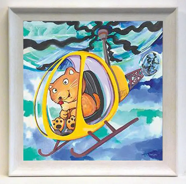 Obraz Mali podróżnicy - Kotek w helikopterze 30x30 cm