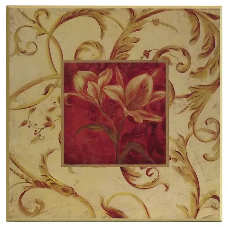 Obraz Malinowe lilie na złotym ornamencie 41x41 cm