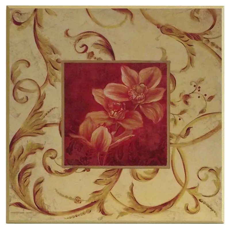 Obraz Malinowe storczyki na złotym ornamencie 41x41 cm