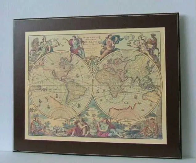 Obraz Mapa Świata z 1792 r. 77x63 cm