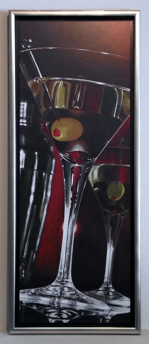 Obraz Martini z oliwkami w ramie 30x80 cm