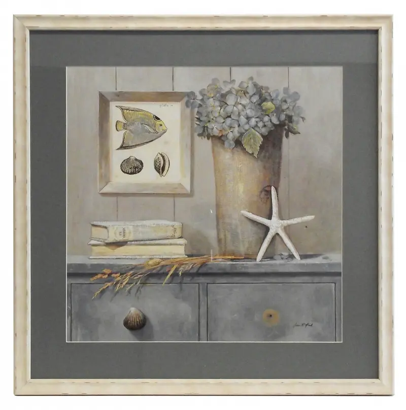 Obraz Martwa natura z elementami morskimi w ramie 63x63 cm