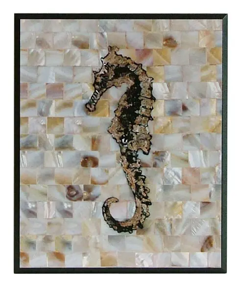 Obraz Masa perłowa. Konik morski na płycie 25x31 cm