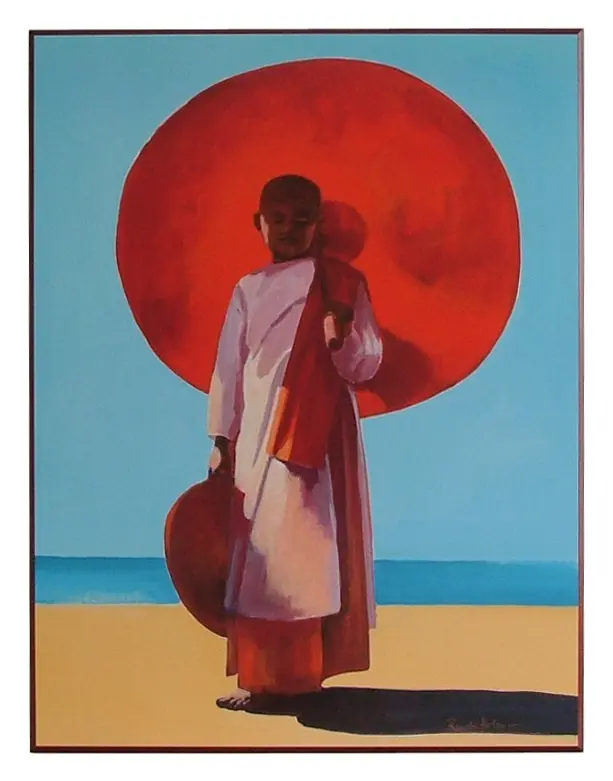 Obraz Młody Budda pod parasolem 61x81 cm