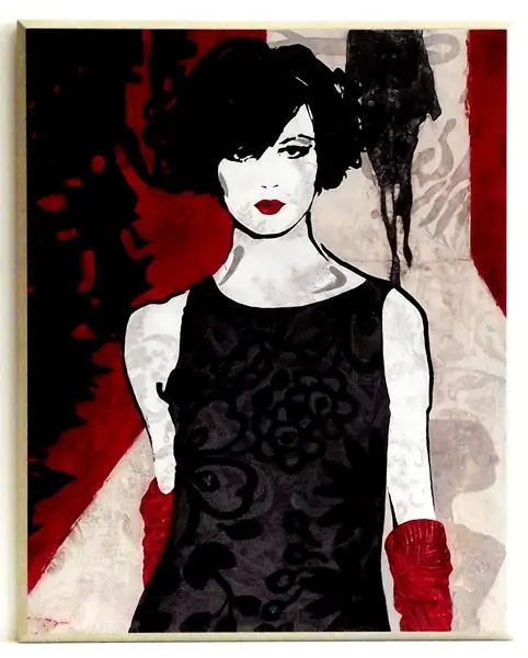Obraz Modelka na wybiegu w sukience w ornamenty 41x51 cm