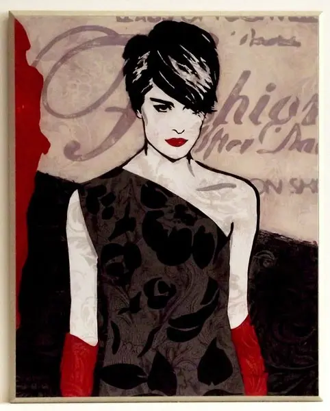 Obraz Modelka na wybiegu w sukience w ornamenty 41x51 cm