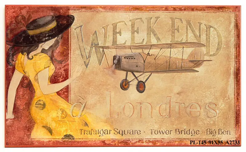 Obraz Modowy plakat vintage, Weekend w Londynie na płycie 91x55 cm