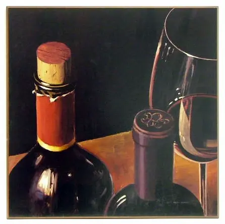 Obraz Monte Royale, dwa wina i kieliszek 71x71 cm