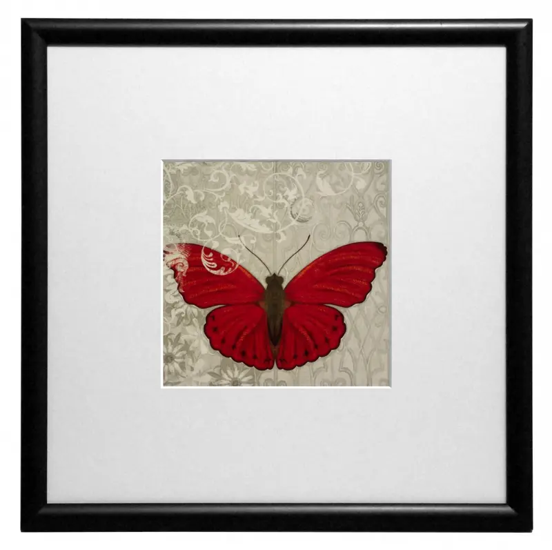 Obraz Motyle w ornamentach - czerwony 30x30 cm