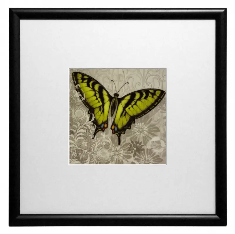 Obraz Motyle w ornamentach - żółty 30x30 cm