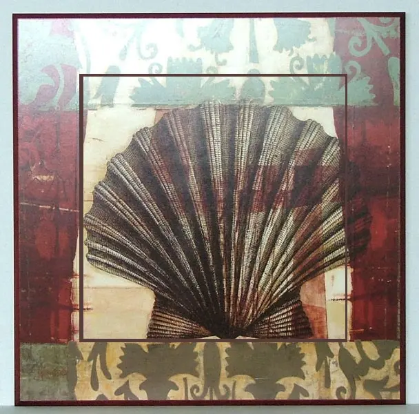 Obraz Muszla w ornamentach na płycie z pogrubieniem 51x51 cm