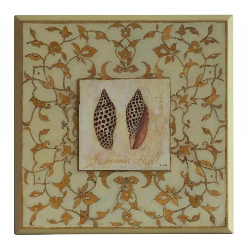 Obraz Muszle na kwiatowym ornamencie na płycie 31x31 cm