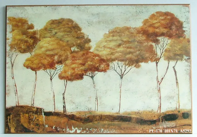 Obraz Na horyzoncie, drzewa w bieli i brązach 101x70 cm