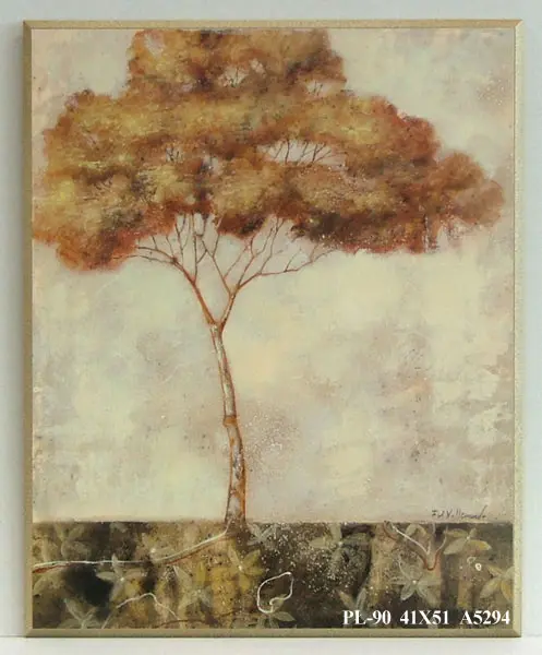 Obraz Na horyzoncie, drzewa w bieli i brązach 41x51 cm