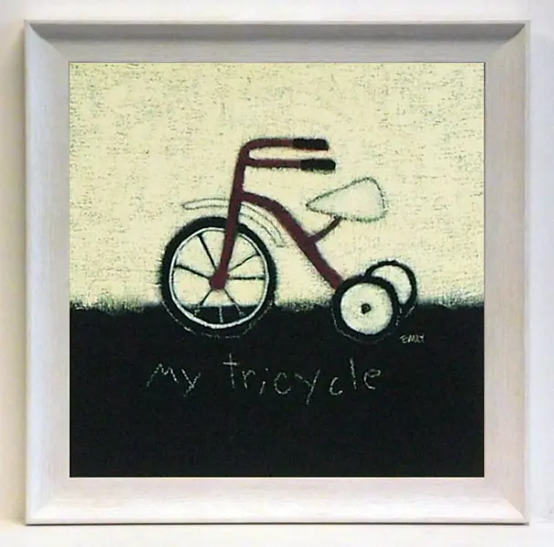 Obraz Na tablicy, trzykołowy rowerek 25x25 cm