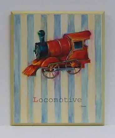 Obraz Na tle pasków, lokomotywa 25x31 cm