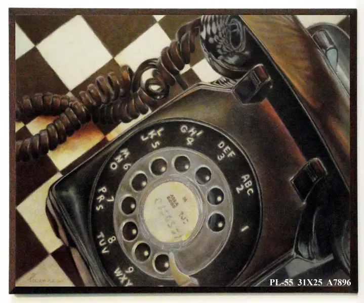 Obraz Na tle rombów, telefon retro 31x25 cm