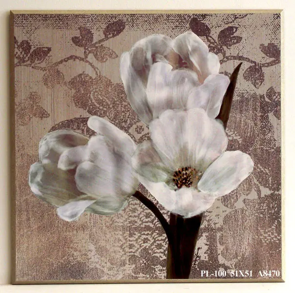 Obraz Na tle tapety, białe tulipany 51x51 cm