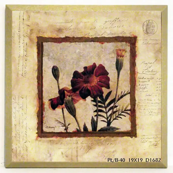 Obraz Natura w stylu vintage, Aksamitki, kwiaty na płycie 19x19 cm z pogrubieniem