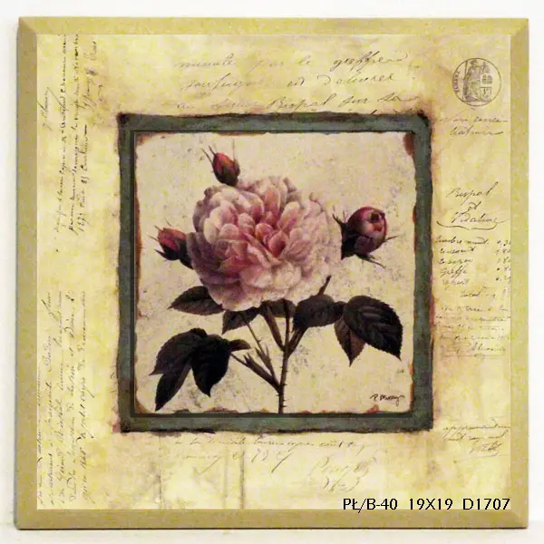 Obraz Natura w stylu vintage, Dzika Róża, kwiat na płycie 19x19 cm z pogrubieniem