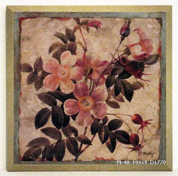 Obraz Natura w stylu vintage, Dzika Róża, kwiat na płycie 19x19 cm