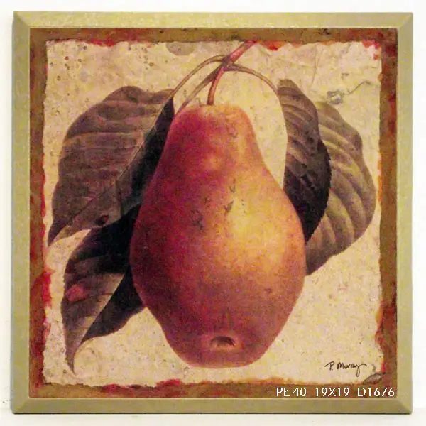 Obraz Natura w stylu vintage, Gruszka na gałązce na płycie 19x19 cm