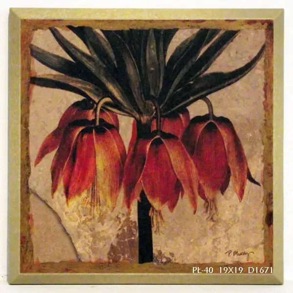 Obraz Natura w stylu vintage, Korona Cesarska, kwiat na płycie 19x19 cm